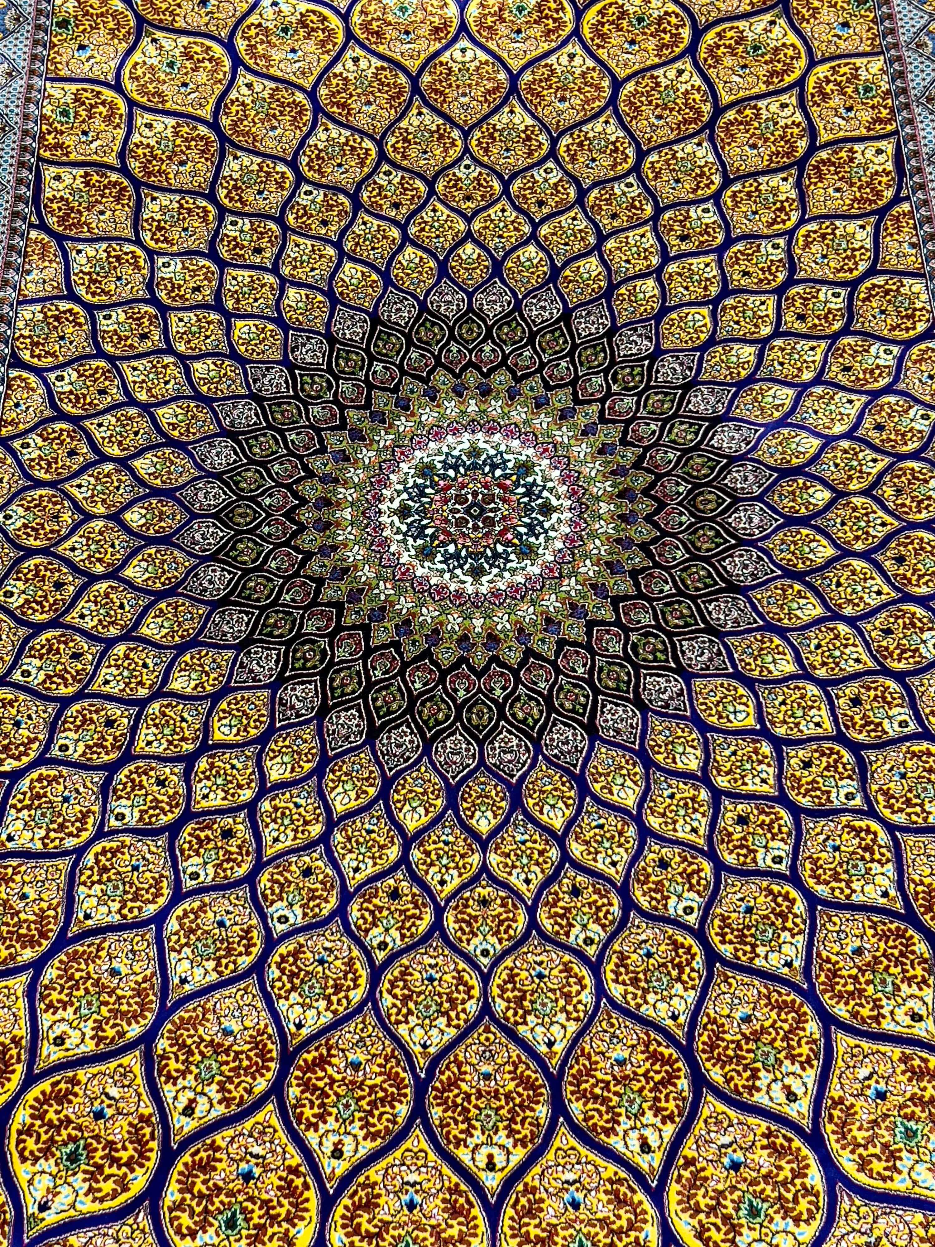 Sunny Dome Gonbad Silk Persian Rug Carpet