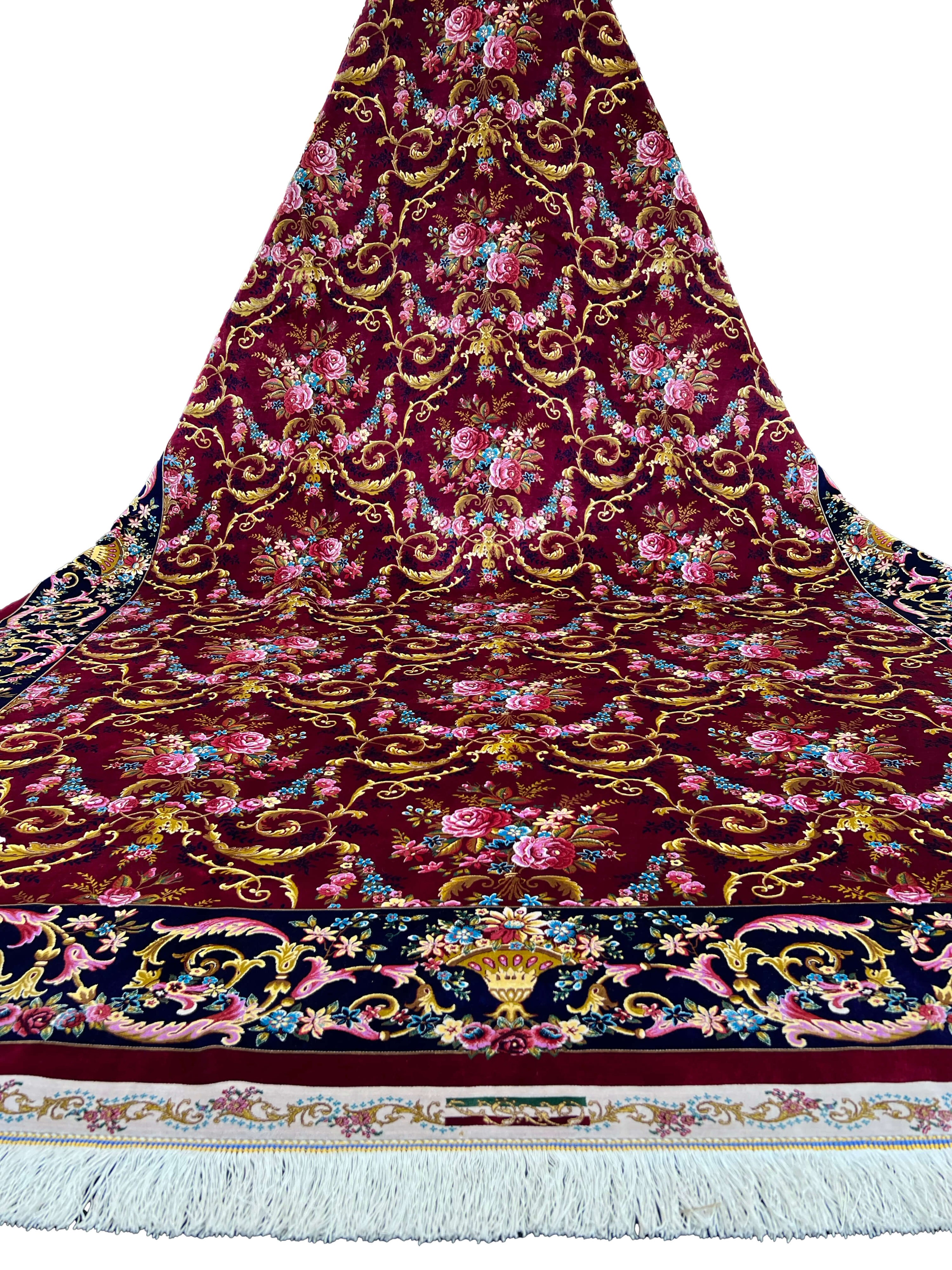 Red Floral Bamboo Silk Rug