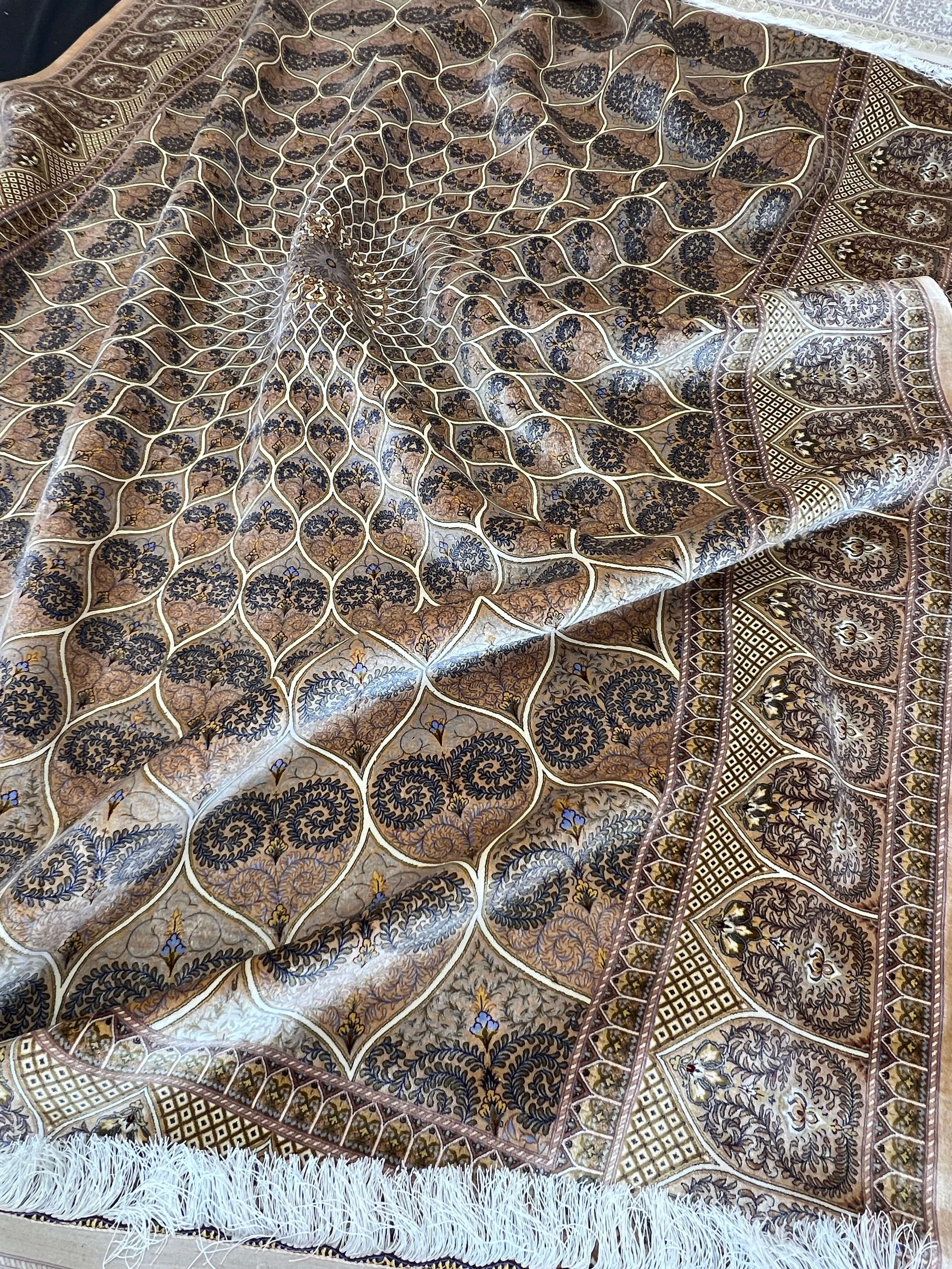 Brown Dome "Gonbad" Silk Rug