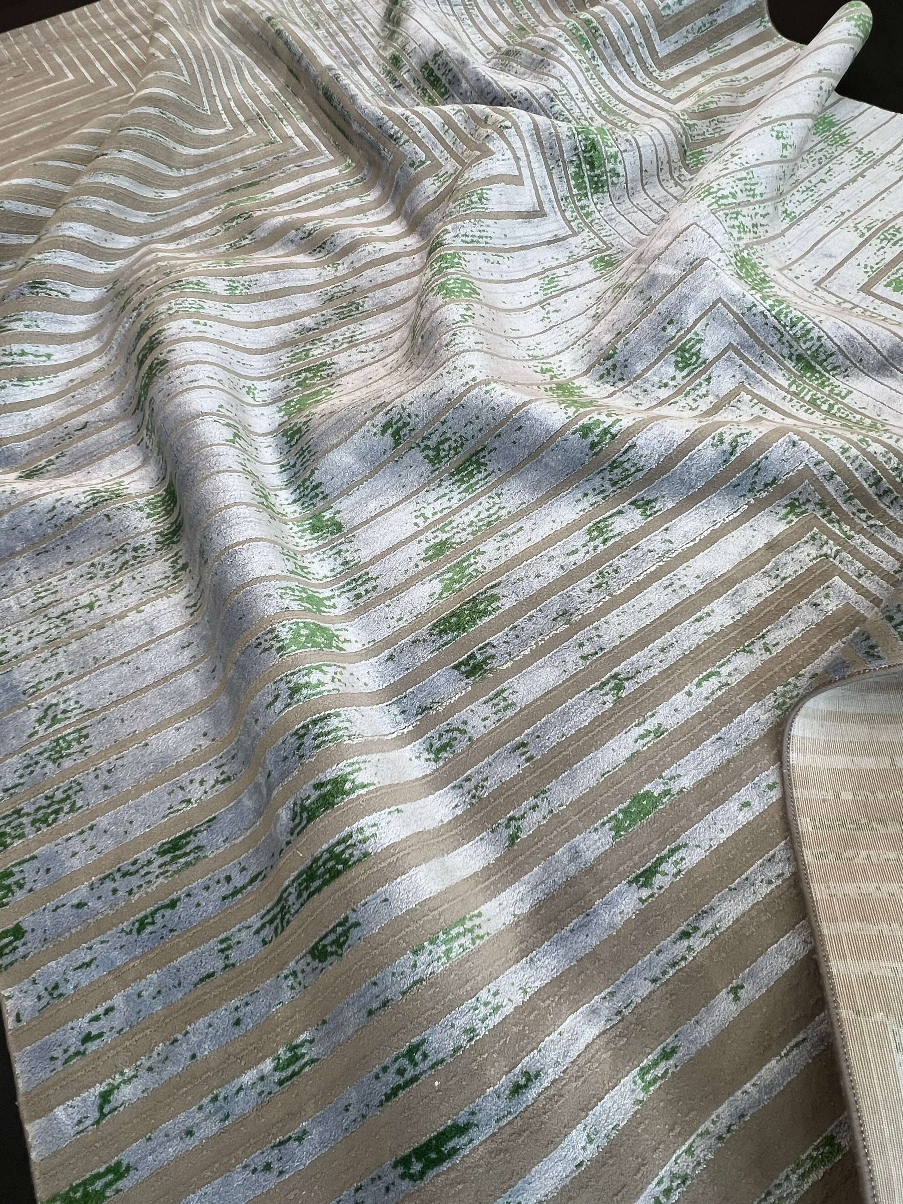 Modern Grey Bamboo Silk & Acrylic Rug