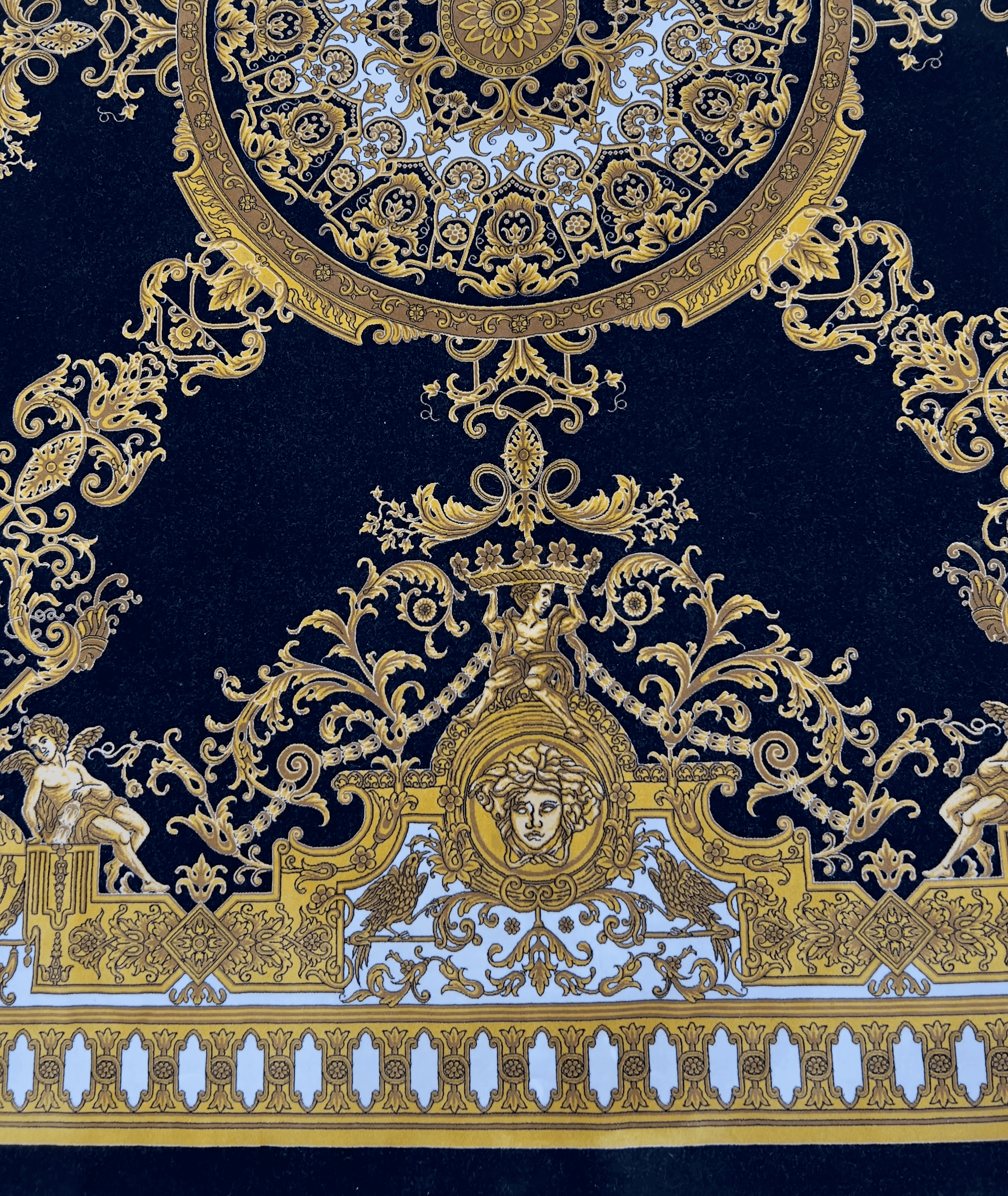 Square Black and Gold Rug