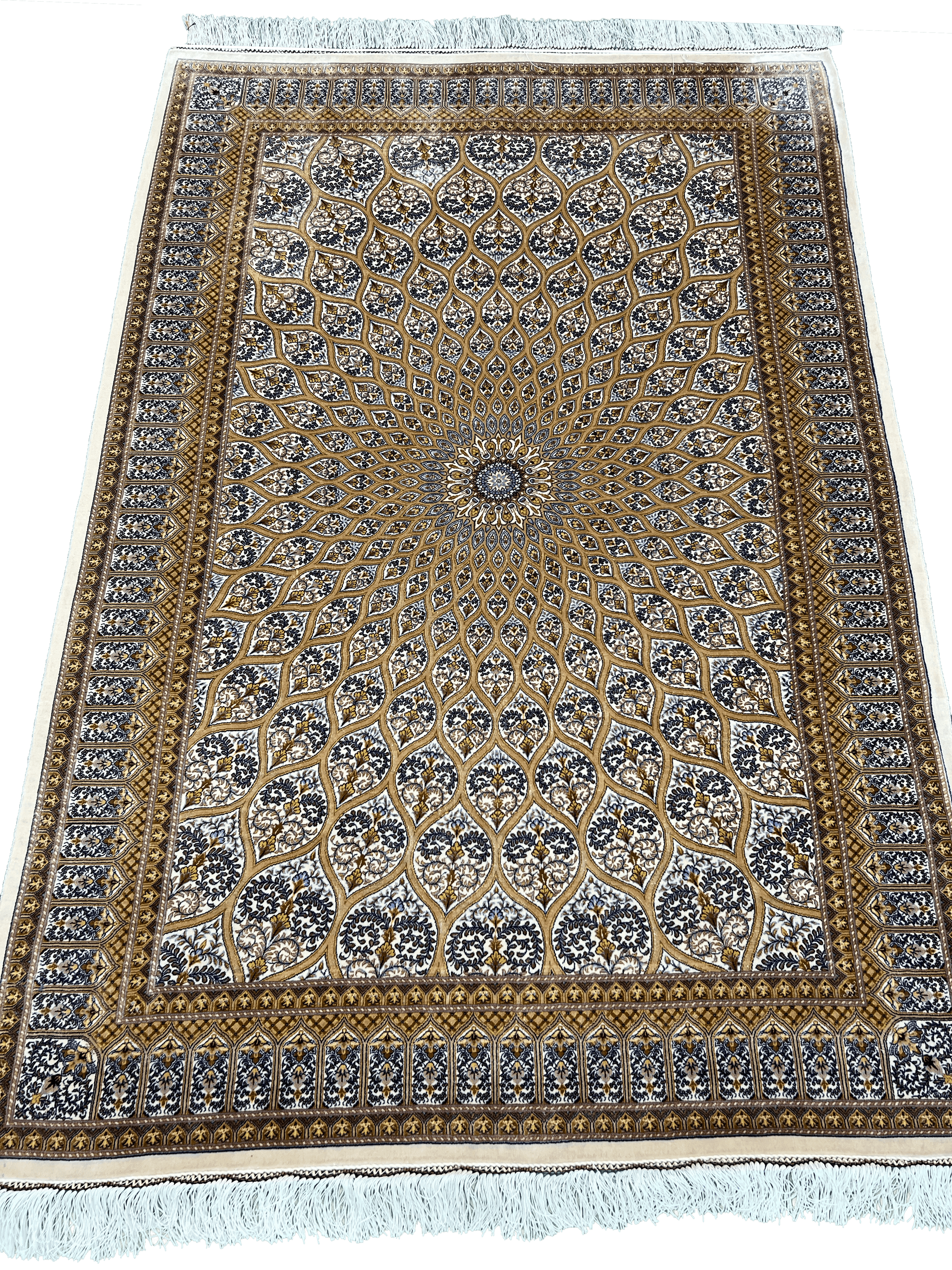 Brown Gonbad Dome Bamboo Silk Rug