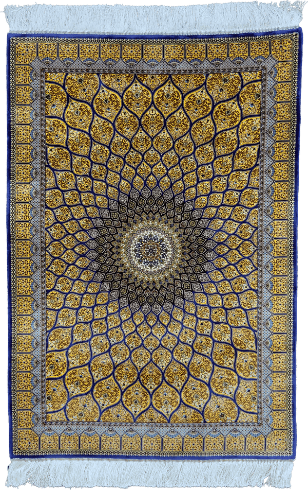 Sunny Dome Gonbad Silk Persian Rug Carpet