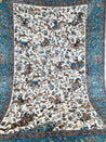 Beige And Turquoise Hunting Silk Area Rug