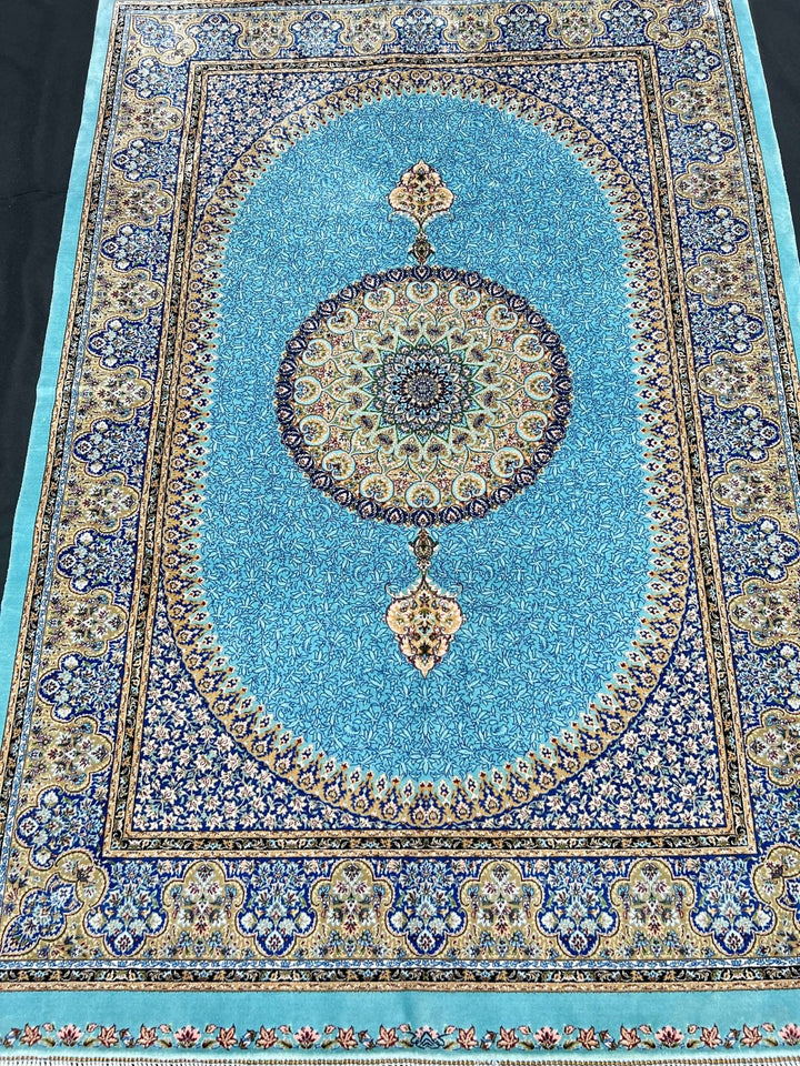 Caspian Sea Blue Silk Rug