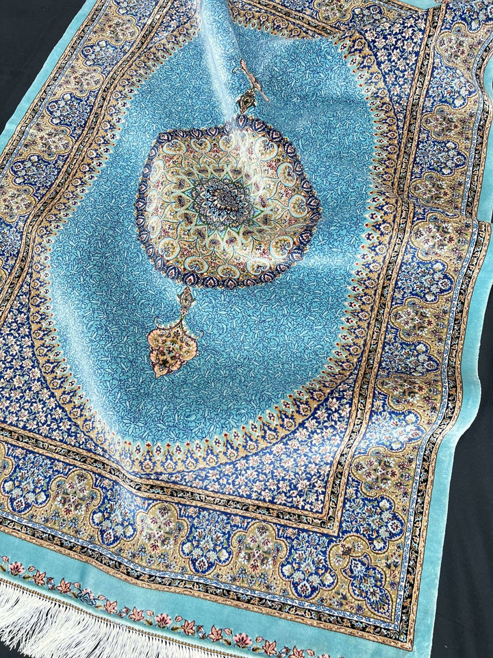 Caspian Sea Blue Silk Rug