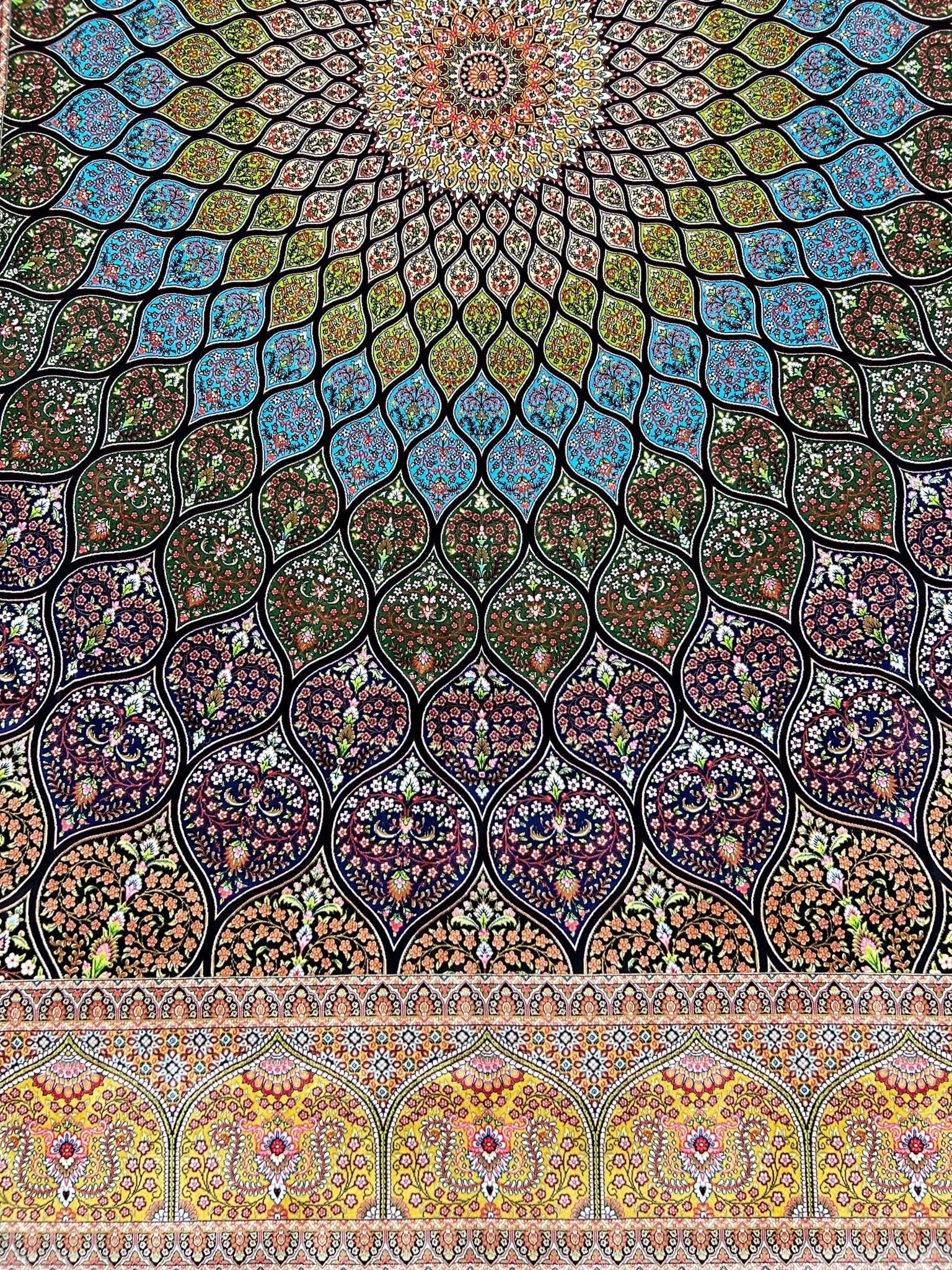 Golden Gonbad Dome Silk Rug