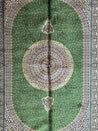 Green Round Medallion Silk Area Rug