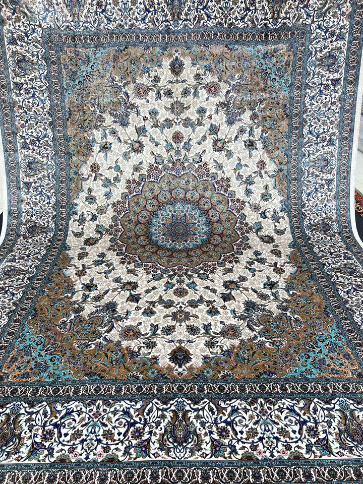 Neutral Oriental Silk Rug