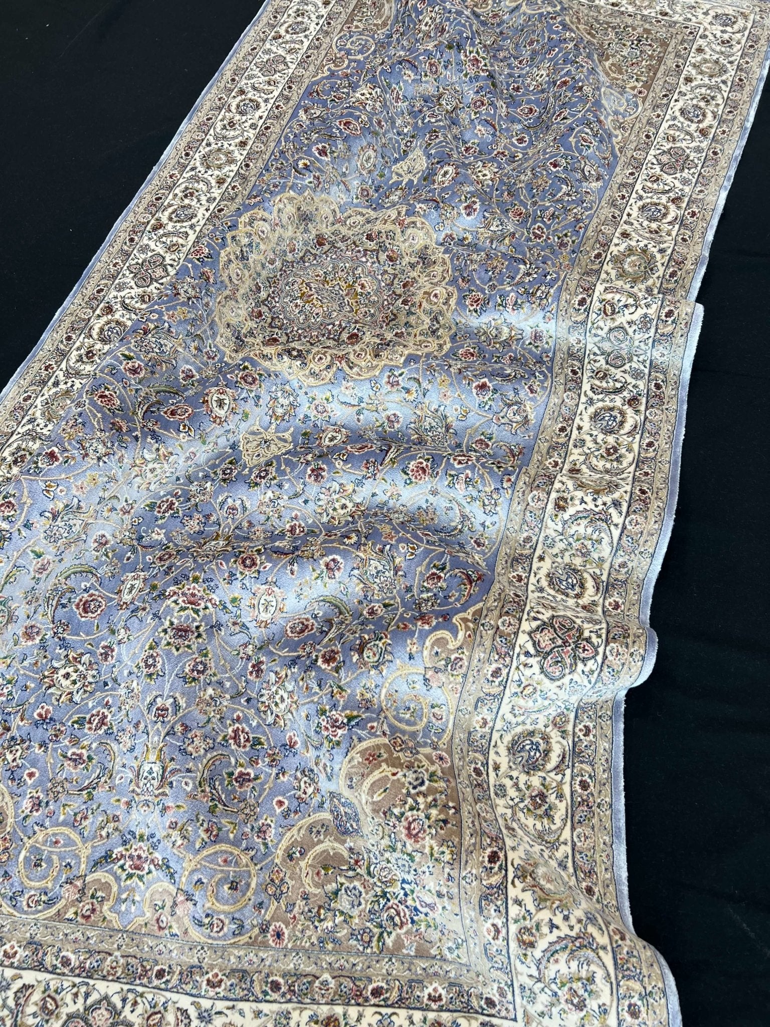 Persian Blue Silk Runner Rug
