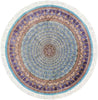 Round Blue Wave Gonbad Dome Silk Rug