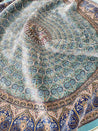 Round Blue Wave Gonbad Dome Silk Rug