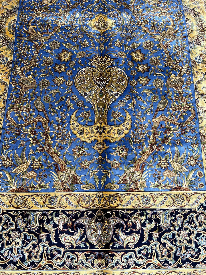 Silk Blue And Yellow Area Rug