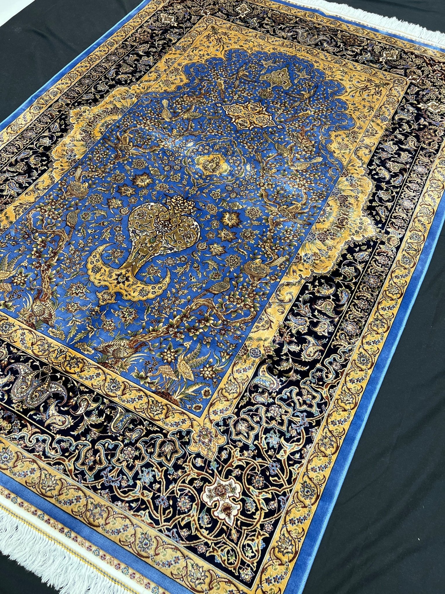 Silk Blue And Yellow Area Rug