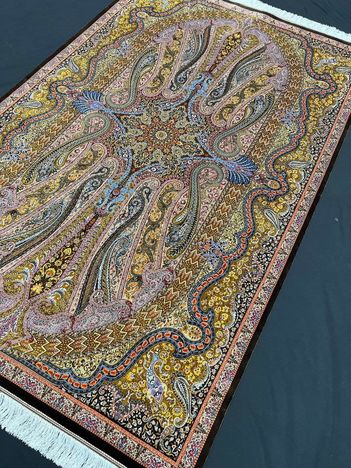 Vibrant Multi-Color Silk Area Rug